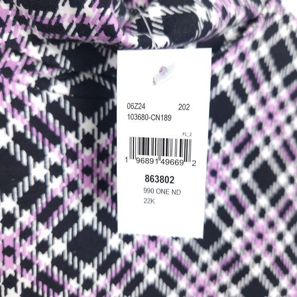 NWT The Talbots Tee Womens Medium Purple Plaid Argyle Turtleneck Athletic Top - Picture 2 of 7